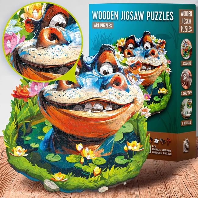 Funny Hippo van EscapeWelt Legpuzzel Funny Hippo in mooie verpakking